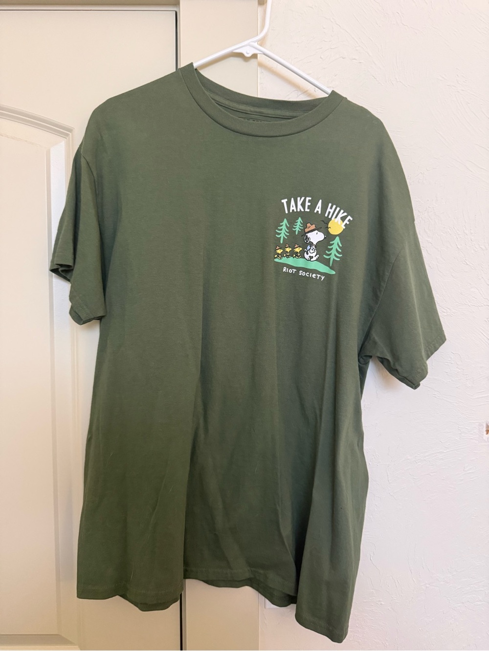 Riot Society Snoopy “Take A Hike”Unisex Graphic Tee - Olive Green